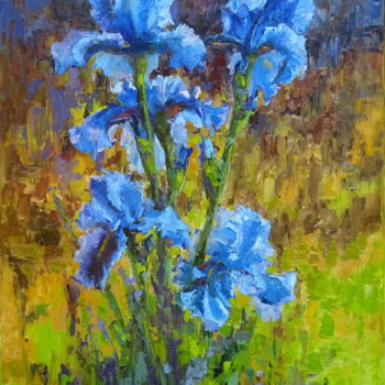 Peinture intitulée "Iris,Blue Messenger" par Viktoria Debda, Œuvre d'art originale, Huile