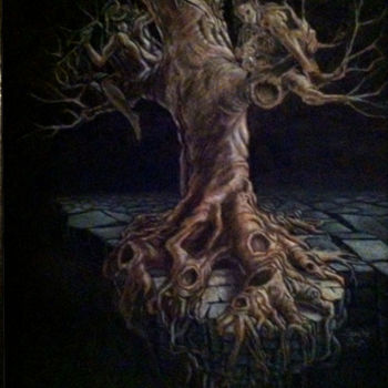 Pintura intitulada "l'arbre" por Pierre De Béarn, Obras de arte originais, Pastel