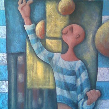 Painting titled "Le jongleur" by C. Débilencoin, Original Artwork