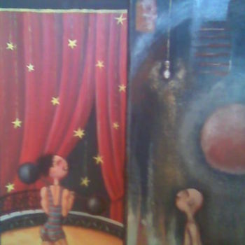 Pittura intitolato "Centaure et cirque" da C. Débilencoin, Opera d'arte originale