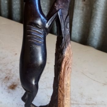 Sculpture titled "Ebony gazzele feedi…" by Obed Omwange, Original Artwork, Wood