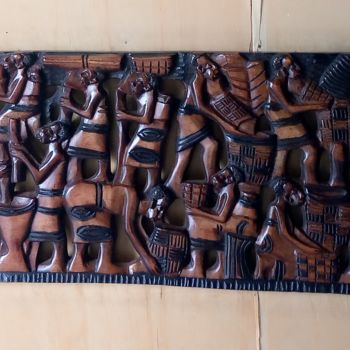 Sculpture titled "Market place" by Obed Omwange, Original Artwork, Wood