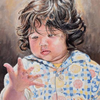Painting titled "Cute Baby" by Debojyoti Boruah, Original Artwork, Acrylic