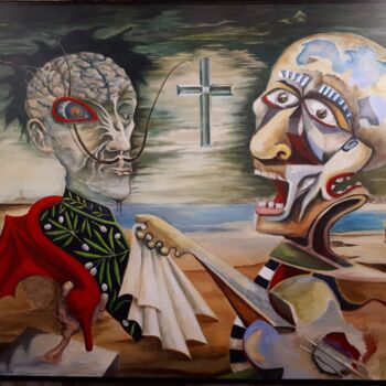 Schilderij getiteld "Dali et Picasso ple…" door De Bonsecours, Origineel Kunstwerk, Acryl