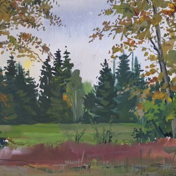 「"Осеннее солнце"」というタイトルの絵画 Deborah Esenkovaによって, オリジナルのアートワーク, グワッシュ水彩画