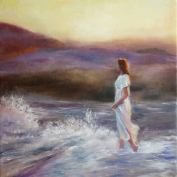 Painting titled "In riva al mare" by Calidè, Original Artwork, Oil