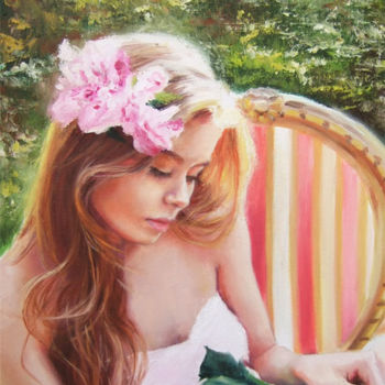Malerei mit dem Titel "Romantic girl" von Calidè, Original-Kunstwerk, Öl