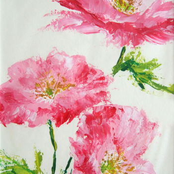 Painting titled "Pink poppies" by Calidè, Original Artwork