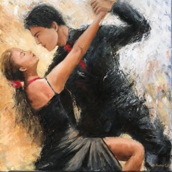 绘画 标题为“Couple de danseurs” 由Deborah Kerner, 原创艺术品, 油 安装在木质担架架上