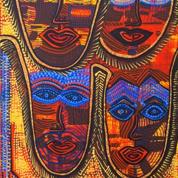 Peinture intitulée "Many faces in one,…" par Mirit Ben-Nun, Œuvre d'art originale, Acrylique