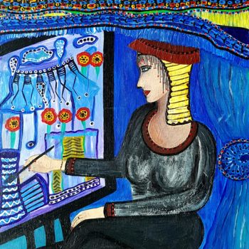 Painting titled "Israeli Women acryl…" by Mirit Ben-Nun, Original Artwork, Acrylic
