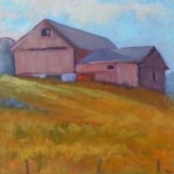 Painting titled "Burrington Hill Barn" by Deborah Palmer, Original Artwork