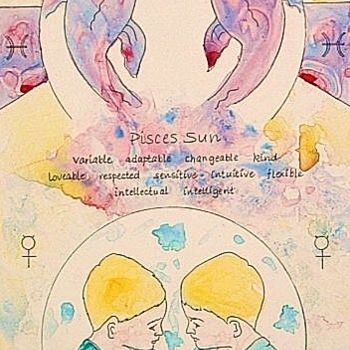 「Pisces/Gemini」というタイトルの絵画 Deborah Palmerによって, オリジナルのアートワーク, オイル