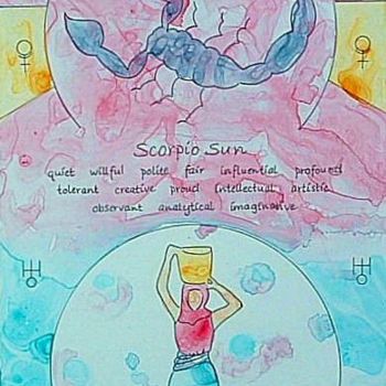 Painting titled "Scorpio/Aquarius" by Deborah Palmer, Original Artwork, Oil