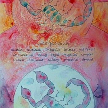 Schilderij getiteld "Scorpio/Scorpio" door Deborah Palmer, Origineel Kunstwerk, Olie