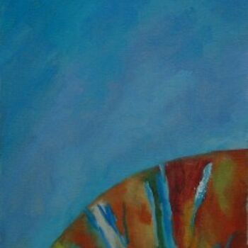 Painting titled "Fragmentary Blue" by Deborah Palmer, Original Artwork, Oil