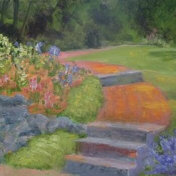 Painting titled "Garden Path" by Deborah Palmer, Original Artwork, Oil