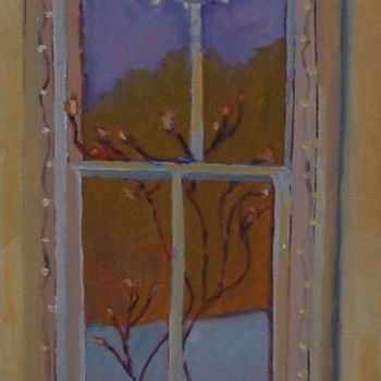 Painting titled "Nightengale Window" by Deborah Palmer, Original Artwork, Oil