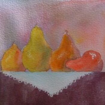 Painting titled "Pretty Pears" by Deborah Palmer, Original Artwork, Oil