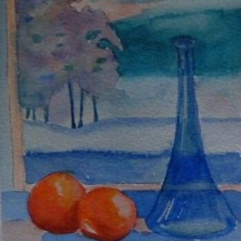 Malerei mit dem Titel "Oranges, watercolor" von Deborah Palmer, Original-Kunstwerk, Öl