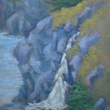 Painting titled "Waterfall" by Deborah Palmer, Original Artwork, Oil