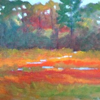 Painting titled "Autumn Wetlands" by Deborah Palmer, Original Artwork, Oil