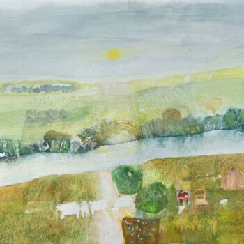 Peinture intitulée "Cornfields" par Rebecca De Figueiredo, Œuvre d'art originale, Aquarelle