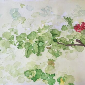 绘画 标题为“Geraniums” 由Rebecca De Figueiredo, 原创艺术品, 水彩