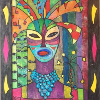 "masque" başlıklı Tablo Patricia De Boysson tarafından, Orijinal sanat, Petrol Ahşap Sedye çerçevesi üzerine monte edilmiş