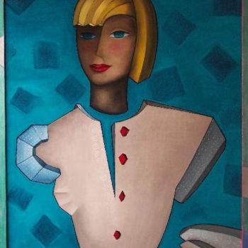 Painting titled "l'ingénue" by Patricia De Boysson, Original Artwork, Oil Mounted on Wood Stretcher frame