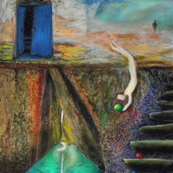 Drawing titled "Escape al tro lado 3" by Debra Irizarry, Original Artwork, Pastel