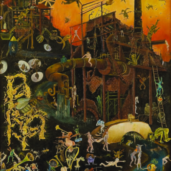 Painting titled "Hell" by Debra Cox Passaris, Original Artwork, Oil