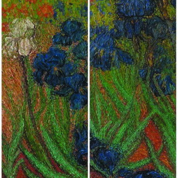 Peinture intitulée "Irises" par Debra Cox Passaris, Œuvre d'art originale, Huile