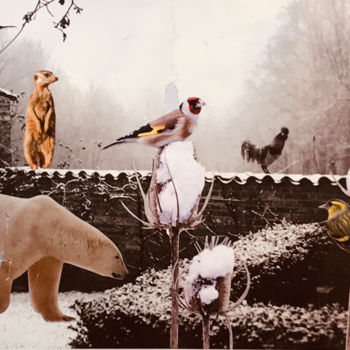 Colagens intitulada "Polar Farm" por Debra Rogers, Obras de arte originais, Colagens Montado em Outro painel rígido