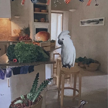 Collages intitolato "Cockatoo Kitchen" da Debra Rogers, Opera d'arte originale, Collages