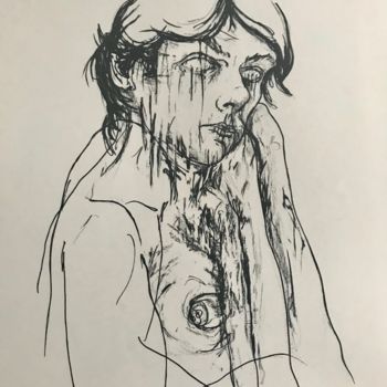 Printmaking titled "Autoportrait" by Aymeric Dechamps, Original Artwork, Lithography