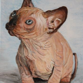 绘画 标题为“Sphynx-kitten 13 we…” 由Edmond Dechamps, 原创艺术品