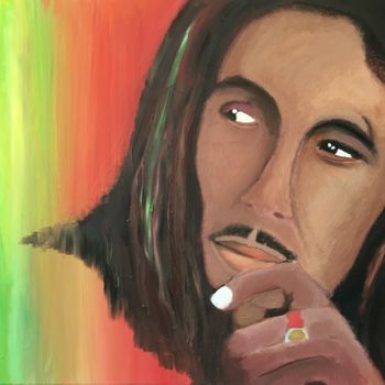 Malerei mit dem Titel "Bob Marley" von Carlos, Original-Kunstwerk, Acryl