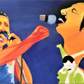 Painting titled "Freddie Mercury, hi…" by Carlos, Original Artwork, Oil