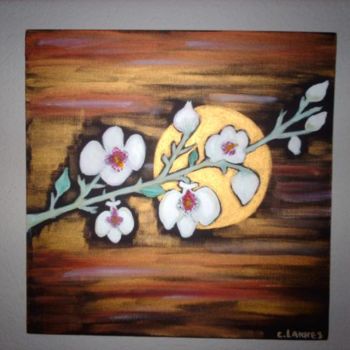 Painting titled "orchidées" by Catherine Lannes, Original Artwork