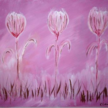 Painting titled "tulipes roses" by Catherine Lannes, Original Artwork