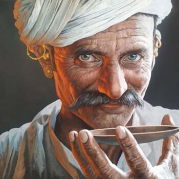 Painting titled "handmade old man Fi…" by Decora Art Manish Vaishnav, Original Artwork, Acrylic