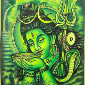 Картина под названием "green Shiva drinkin…" - Decora Art Manish Vaishnav, Подлинное произведение искусства, Акрил