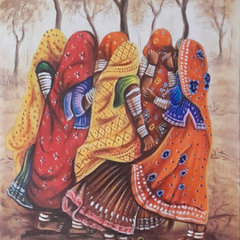 Pittura intitolato "Indian women painti…" da Decora Art Manish Vaishnav, Opera d'arte originale, Acrilico