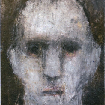 Painting titled "portrait fond sombre" by Valérie Décoret, Original Artwork, Acrylic Mounted on Wood Stretcher frame