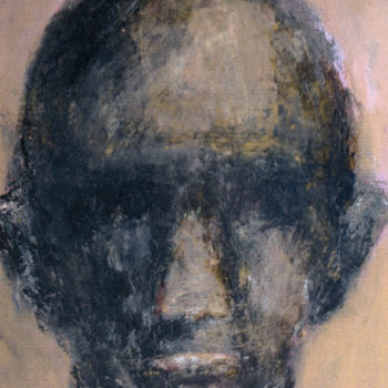 Pintura intitulada "portrait fond ocre" por Valérie Décoret, Obras de arte originais, Acrílico Montado em Armação em madeira