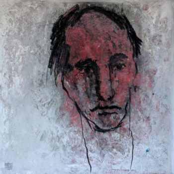 Painting titled "portrait rouge" by Valérie Décoret, Original Artwork, Acrylic Mounted on Wood Stretcher frame