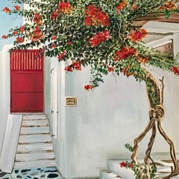 Peinture intitulée "Maison crêtoise" par Aline Morancho, Œuvre d'art originale, Huile