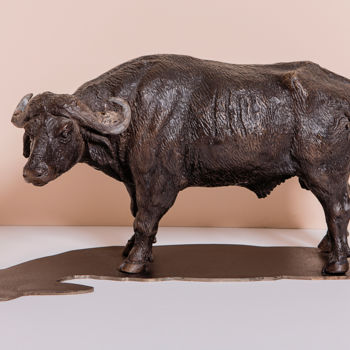 Sculpture titled "buffle caffer" by Christian Duvette Sculpteur Animalier, Original Artwork, Metals
