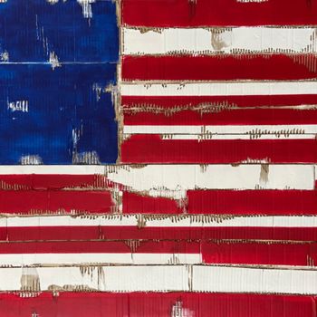 Painting titled "Old Glory" by David Decourcelle, Original Artwork, Acrylic Mounted on Wood Stretcher frame